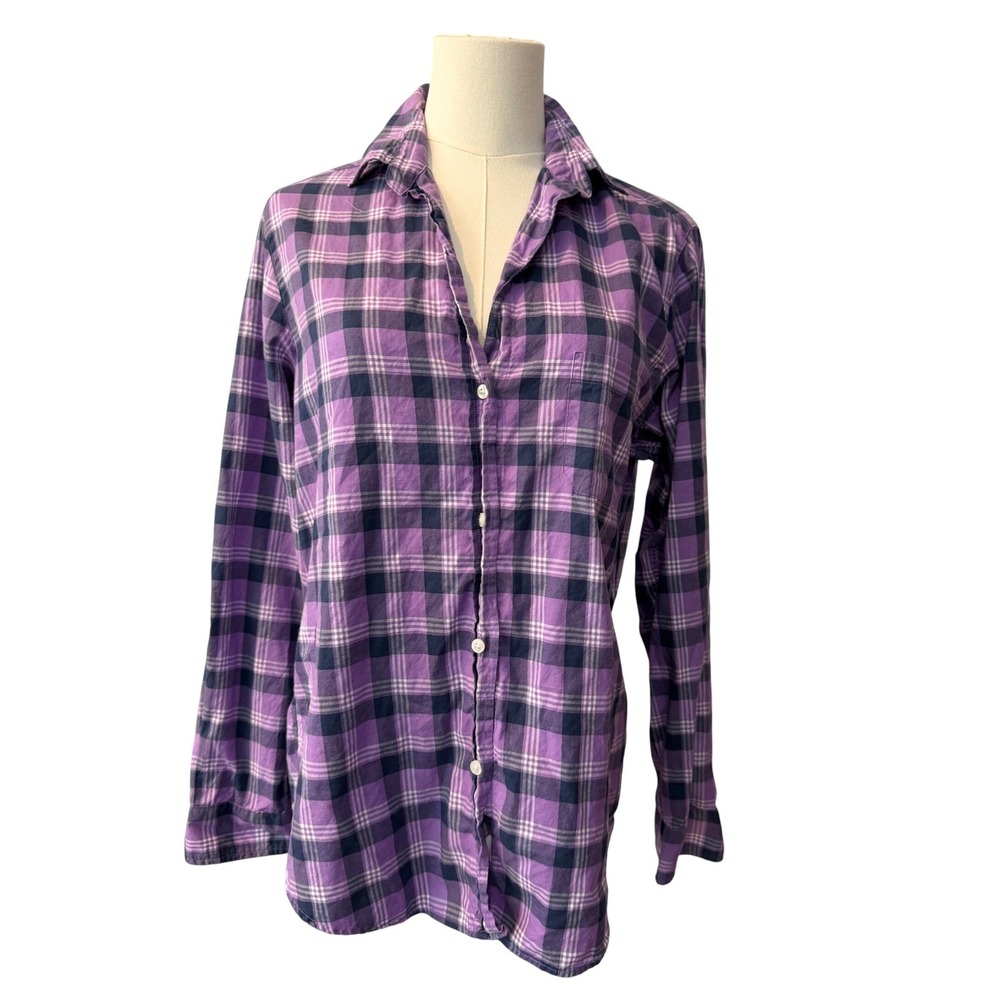 Grayson The Hero Purple Plaid Cotton Button Down Shirt Womens Size 2 Minimalist